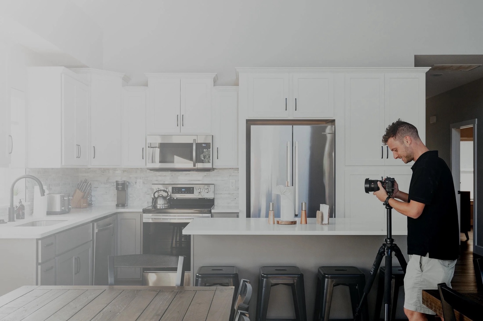 WMH photographer shooting a Branson STR kitchen